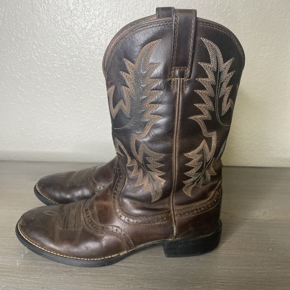 Ariat Mens 9.5 D Heritage‎ Stockman Western Boots Dark Brown Cowboy Embroidered